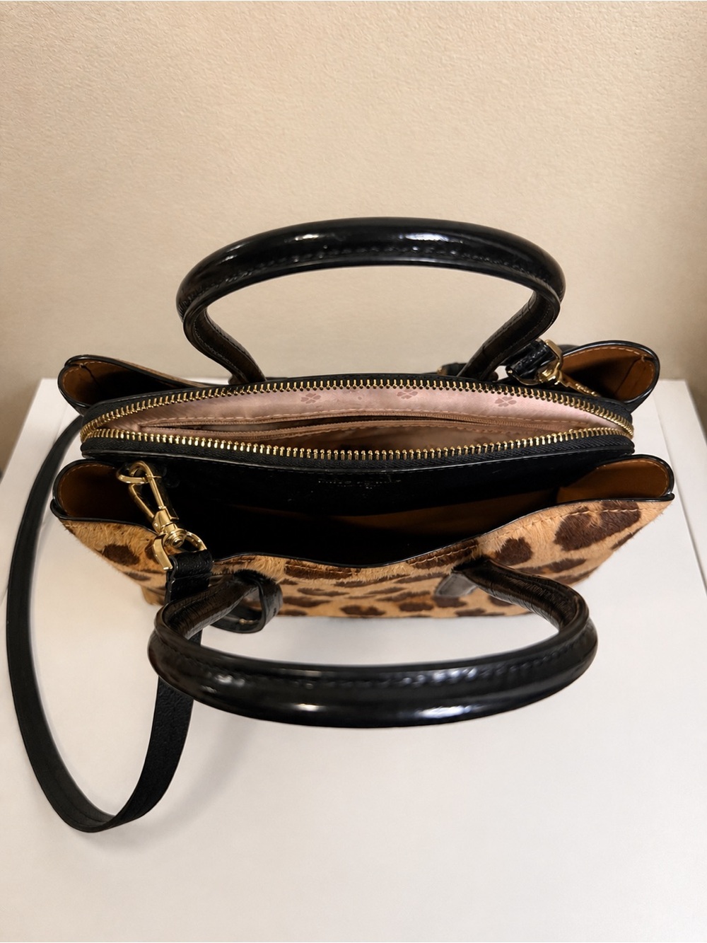 kate spade Leopard Print Satchel with Black Trim - Picture 4 of 5